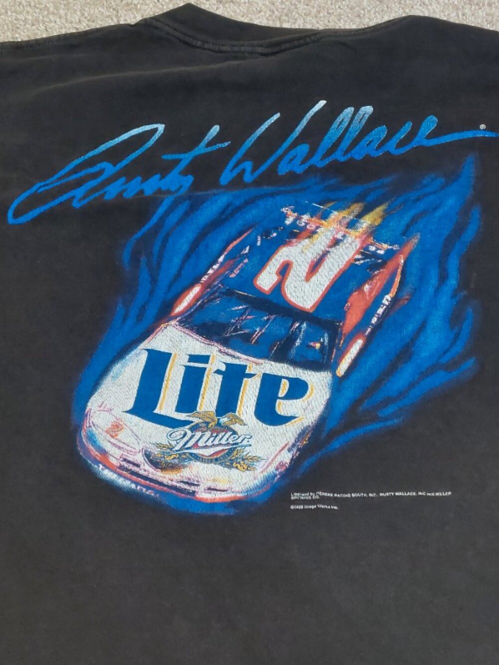 Vtg 90s Rusty Wallace Miller Racing Tee Power Pro by Oneita Single Stitch Sz XL